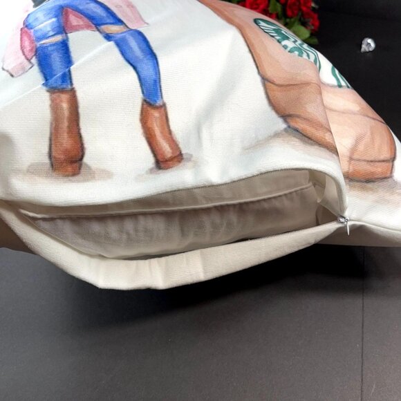 Coffee Lady Jeans Accent Pillowcase Throw Sham Pillow Cushion Cover Home Decor - Picture 9 of 14